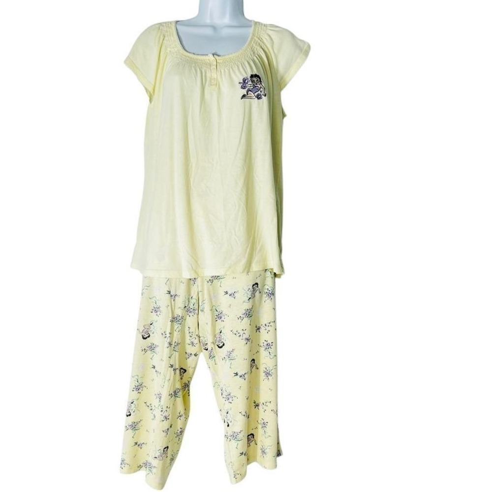 Betty Boop 2012 Yellow Pajamas Sleepwear‎ Cotton Blend Loungewear L 12-14